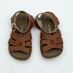 Saltwater brown leather classic ankle strap toddler size 6 sandals